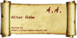 Alter Ádám névjegykártya